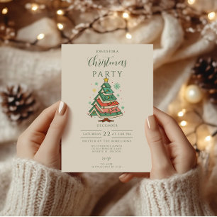 Convites Árvore de Natal Retro Pastel