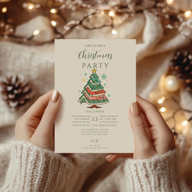 Convites Árvore de Natal Retro Pastel (Criador carregado)