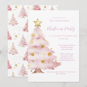 Convites Árvore de Natal Rosa