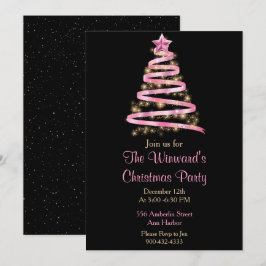 Convites Árvore de Natal rosa e Dourada