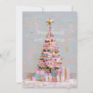 Convites Árvore de Natal Rosa e Dourada Impasto