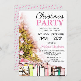 Convites Árvore de Natal Rosa e Rosa Bonita e Apresenta Fér
