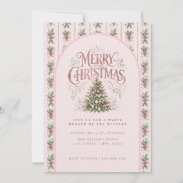 Convites Árvore de Natal Rosa Elegante