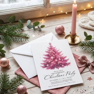 Convites Árvore de Natal Rosa Elegante de Inverno