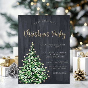 Convites Árvore de Natal Simples de Pinheiro, Natal Dourado