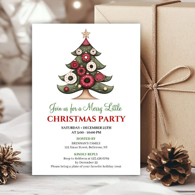 Convites Árvore de Natal sofisticada de designer para as fe (Sophisticated designer Christmas tree holiday invite)