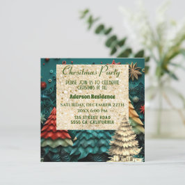 Convites Árvore de Natal Verde 3d| Festa de Natal Ouro