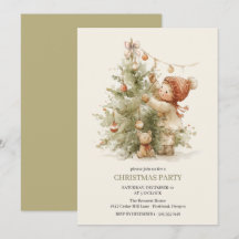 Árvore de Natal Vintage Aquarela Festa de Natal