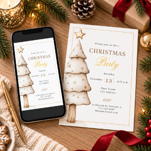 Convites Árvore de ouro branco Festa de Natal moderna