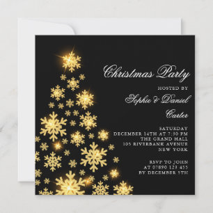 Convites Árvore de ouro de Natal elegante