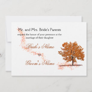 Convites Árvore de outono Casamento-ferrugem