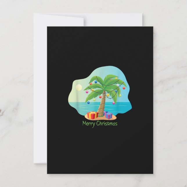 Convites Árvore de Palma de Natal Feliz com Luzes de Natal (Frente)