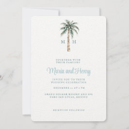 Convites Árvore de Palma de Natal | Monograma de Casamento
