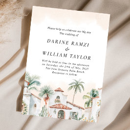 Convites Árvore de Palma Mexicana Destino Espanhol Rosa Esb