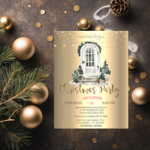 Convites Árvore de Pinheiro Aquarela, Festa de Natal na Por