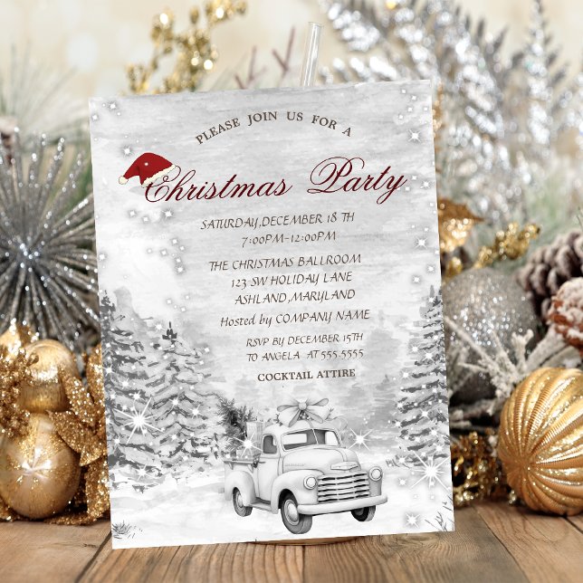 Convites Árvore de Pinheiro de Natal Floresta de Neve Carro (Criador carregado)
