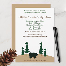 Convites Árvore de pinheiro do Urso Chá de fraldas Russo