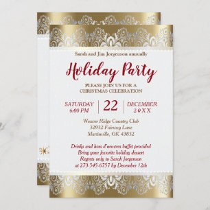 Convites Árvore de prata e Dourado do feriado do Natal