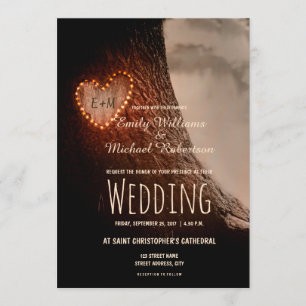 Convites Árvore entalada de coração russa e Casamento vinta