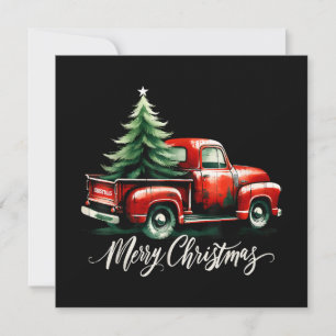 Convites Árvore Feliz De Natal Na Família Red Truck Vintage