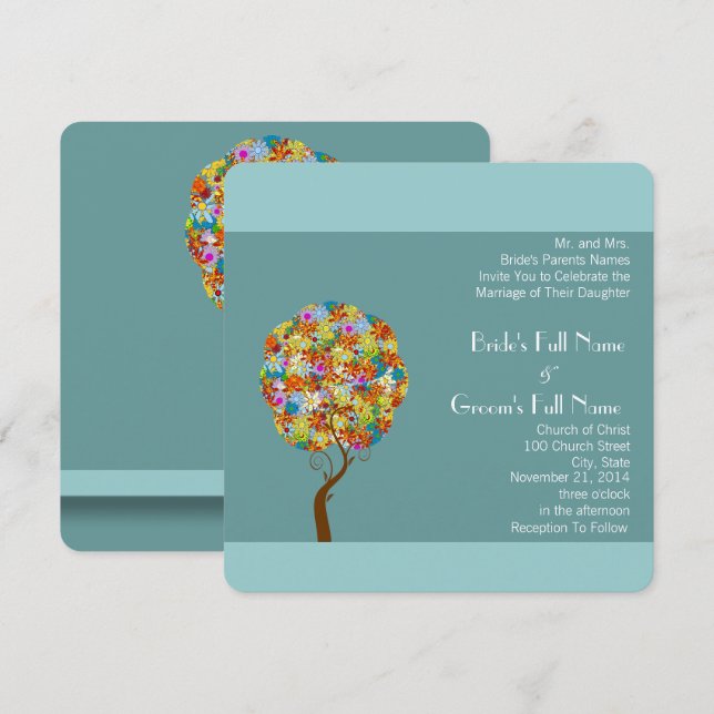 Convites Árvore foliar de papelada florestal entalada (Frente/Verso)