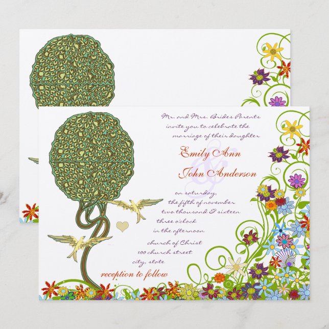 Convites Árvore foliar de papelada florestal entalada (Frente/Verso)