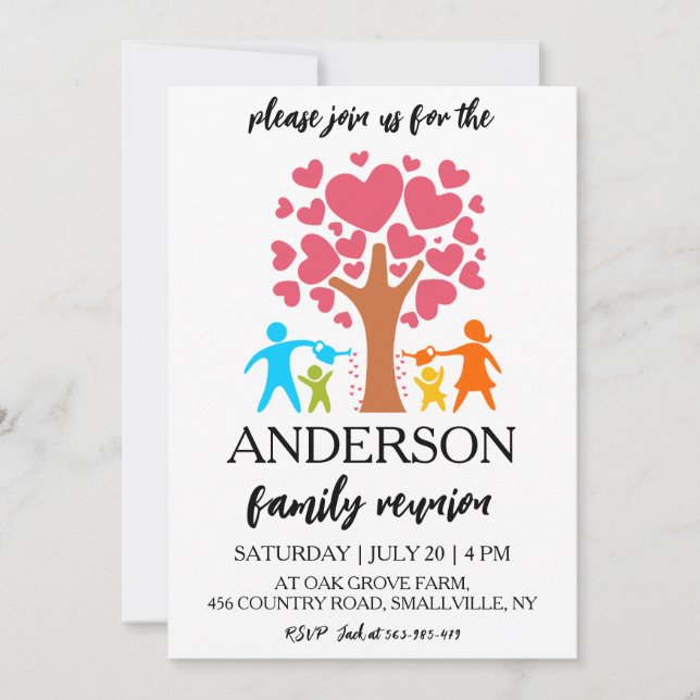 Convites árvore genealógica junta reunião familiar (Frente)