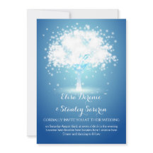 Árvore mágica, luz cintilante, casamento azul