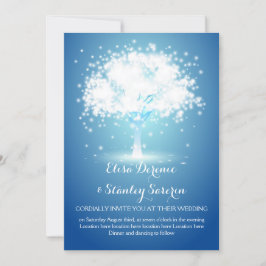 Convites Árvore mágica, luz cintilante, casamento azul