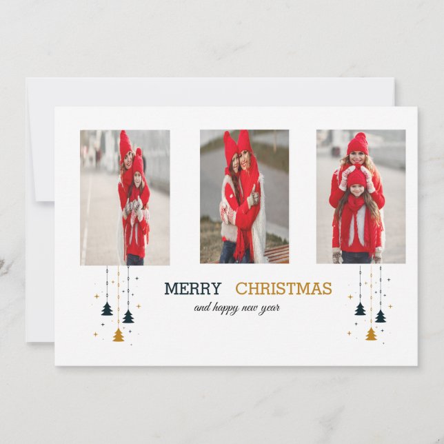 Convites Árvore Natal e Estrelas | Feriado moderno (Frente)