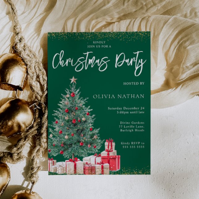 Convites Árvore Natal Festiva e Festas de Natal Verde (Criador carregado)