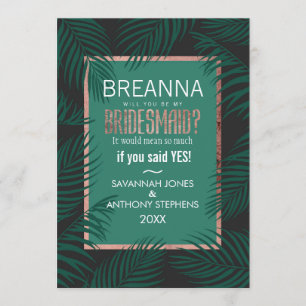 Convites Árvore Palm Verde Deixa Cabeças Rosa Douradas Negr