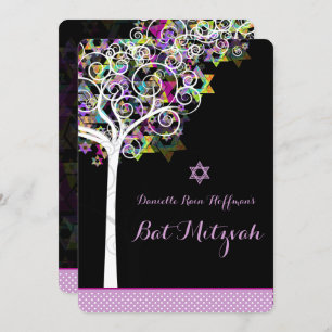 Convites Árvore PixDezines da vida Bat Mitzvah/fundo diy