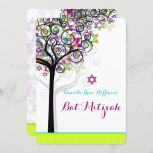 Convites Árvore PixDezines da vida Bat Mitzvah/fundo diy