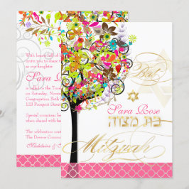 Convites Árvore PixDezines de flores/primavera/Mitzvah