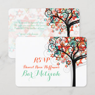 Convites Árvore Rsvp PixDezines do Bar da Vida Mitzvah