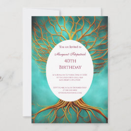 Convites Árvore salva-vidas de ouro em qualquer Festa de an