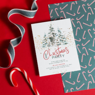 Convites Árvore tradicional de aquarelas azul-vermelha e do