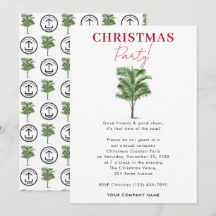 Convites Árvore Tropical de Palm do Partido de Natal da Emp