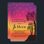 Convites Árvore Tropical Sunset Palm Quinceañera Sweet 15<br><div class="desc">Projetado por Dream Big Digital Design</div>