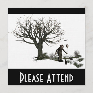 Convites Árvore velha do palhaço do balão & pássaros pretos