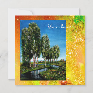 Convites ÁRVORES BIRCH NA TOSCANA,faíscas amarelo verde dou