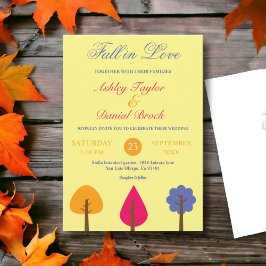 Convites Árvores Coloridas Elegantes Caem no Amor Casamento