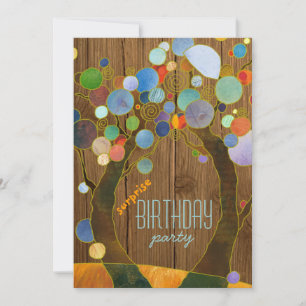 Convites Árvores Coloridas + Festa de aniversário Surpresa 