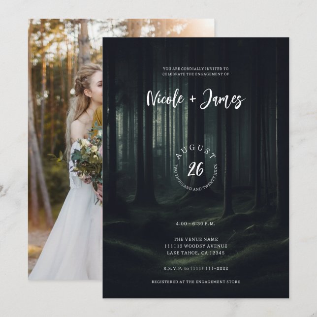 Convites Árvores da Floresta Moody Escura no Noivado da Twi (Frente/Verso)