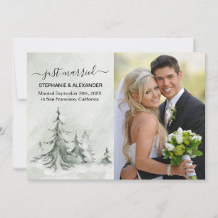 Convites Árvores de Abeto em Aquarela Casamento de Inverno