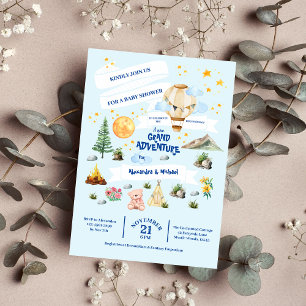 Convites Árvores de Aquarela do Chá de fraldas de Aventura