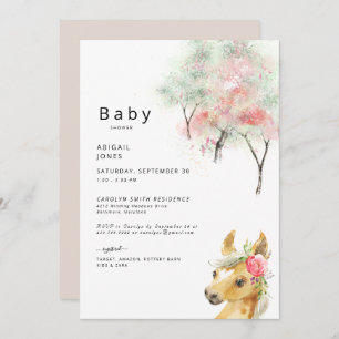 Convites Árvores de Aquarela e Chá de fraldas de Pony Rosa