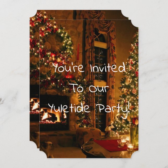 Convites árvores de mansão e lareira (Frente/Verso)