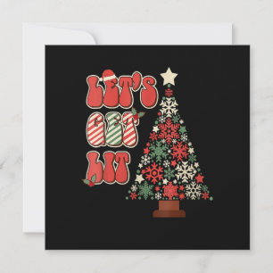Convites Árvores de Natal Engraçadas Retro Groovy Vamos Fic